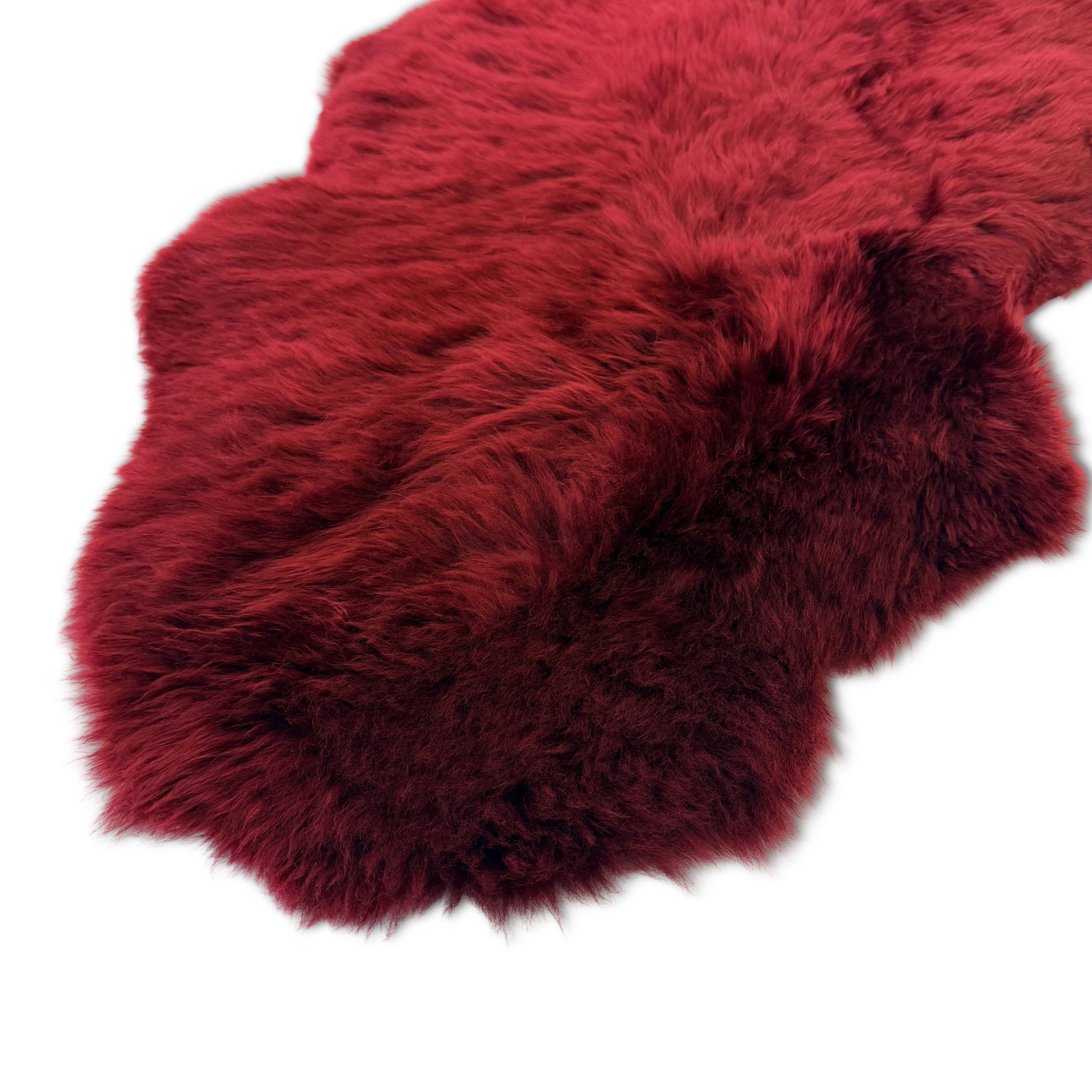 Burgundy XXL Long Wool Australian Merino Sheepskin Rug