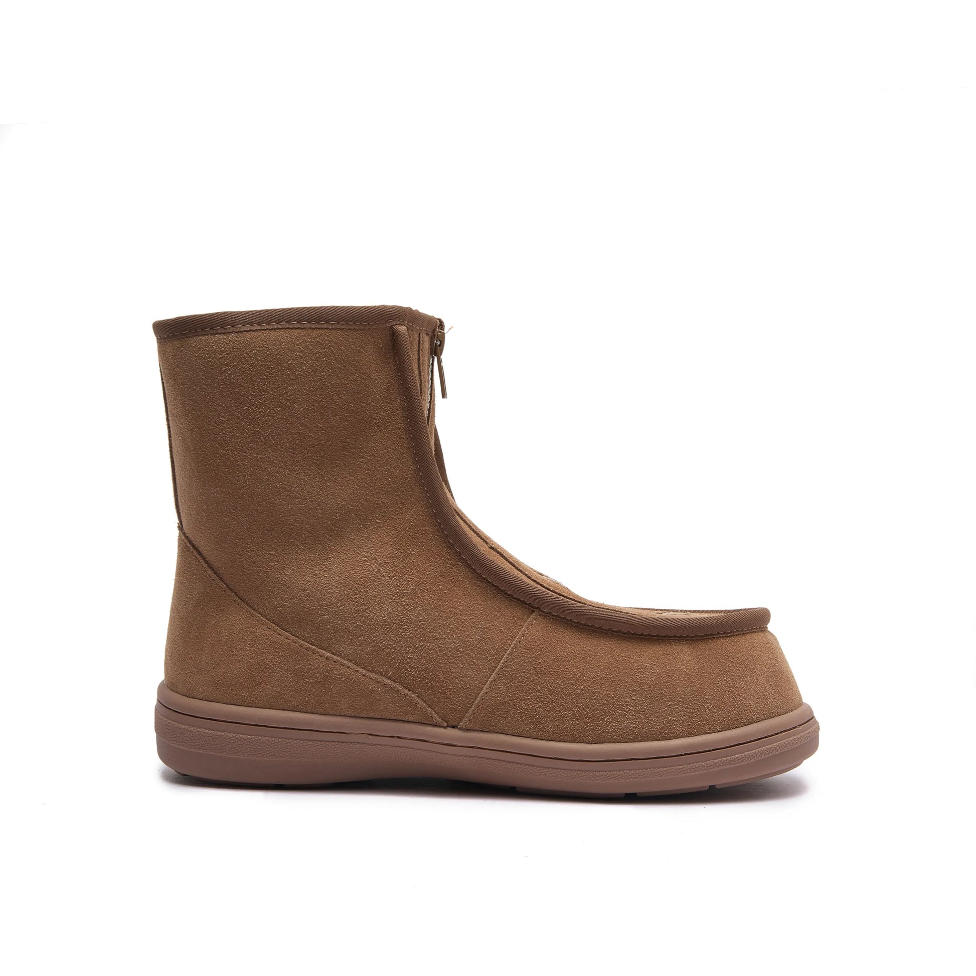Chestnut Clayton V2 wide-fit front-zipper Ugg-style boot, inner side view