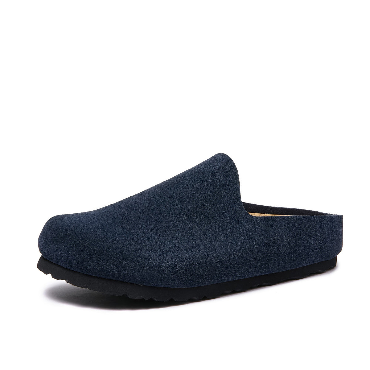 Jude — Open-Back Cork Clogs, Genuine Cow Suede, Unisex - Bluestone