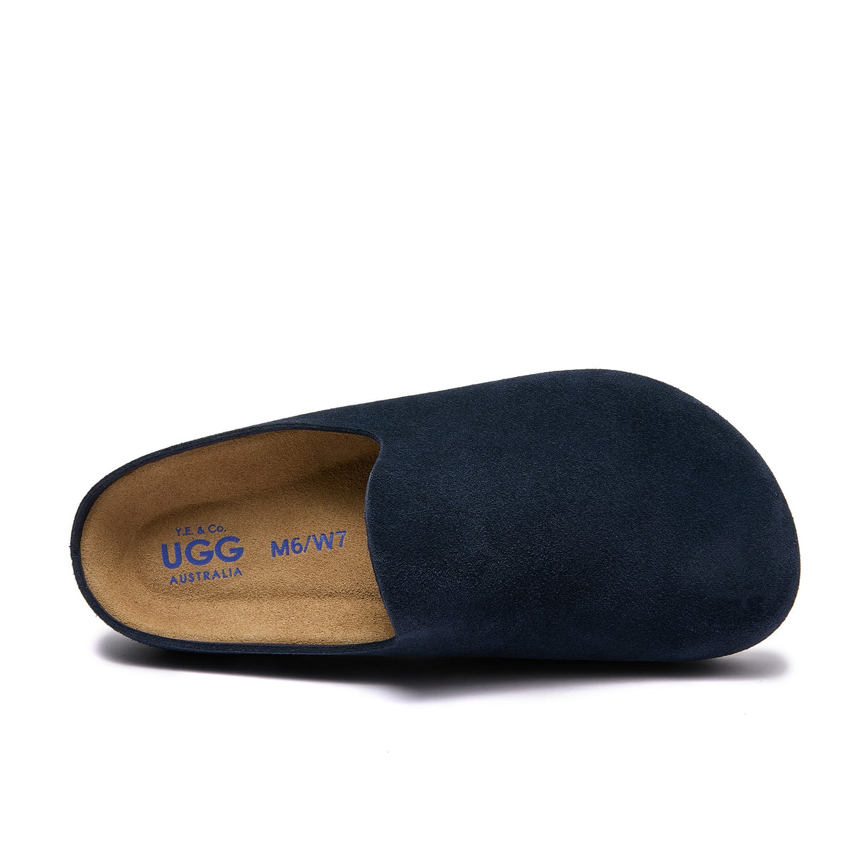 Jude — Open-Back Cork Clogs, Genuine Cow Suede, Unisex - Bluestone