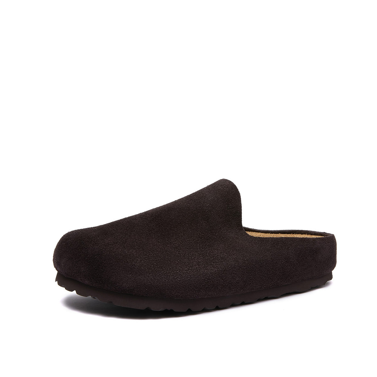 Jude — Open-Back Cork Clogs, Genuine Cow Suede, Unisex - Coffee