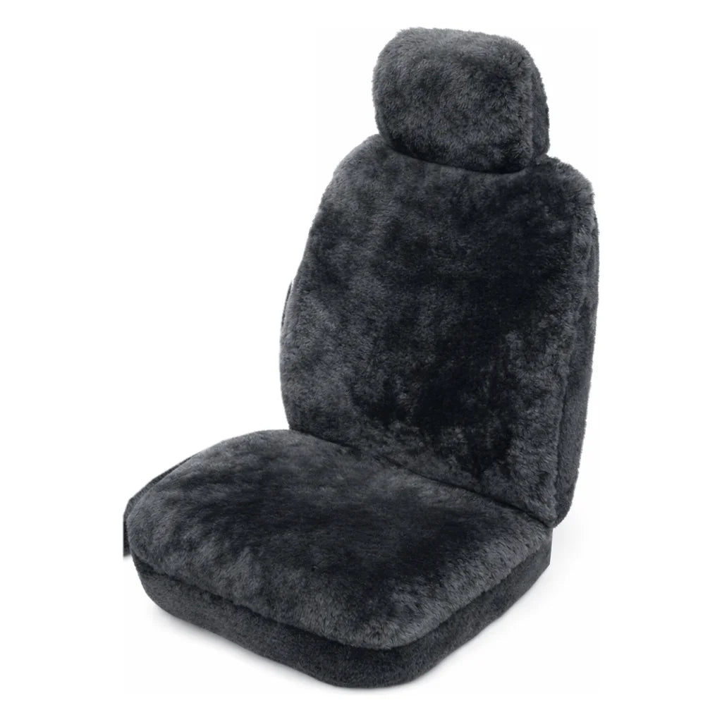 Australian Sheepskin Car Seat Covers – Airbag Safe (Single Seat Only) - Charcoal