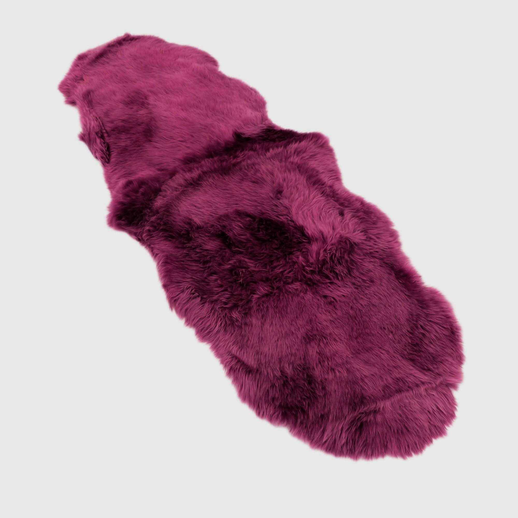 Sheepskin Rug - Plum - Super Double Length (200x60-65cm) - Long Wool Australian Merino Sheepskin