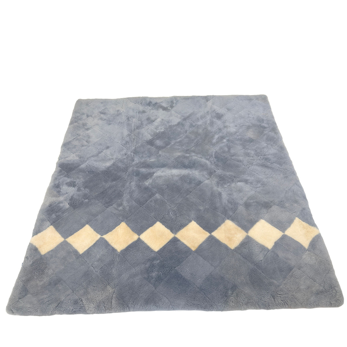 Sheepskin Bed Underlay — Grey & White Diamond, Natural Pressure Relief