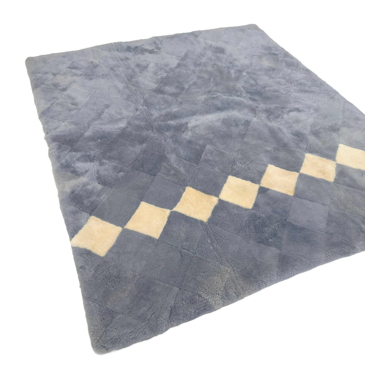 Sheepskin Bed Underlay — Grey & White Diamond, Natural Pressure Relief