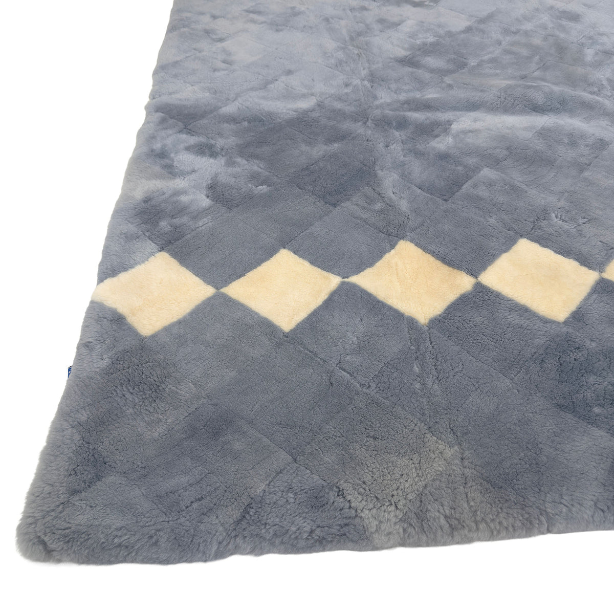 Sheepskin Bed Underlay — Grey & White Diamond, Natural Pressure Relief
