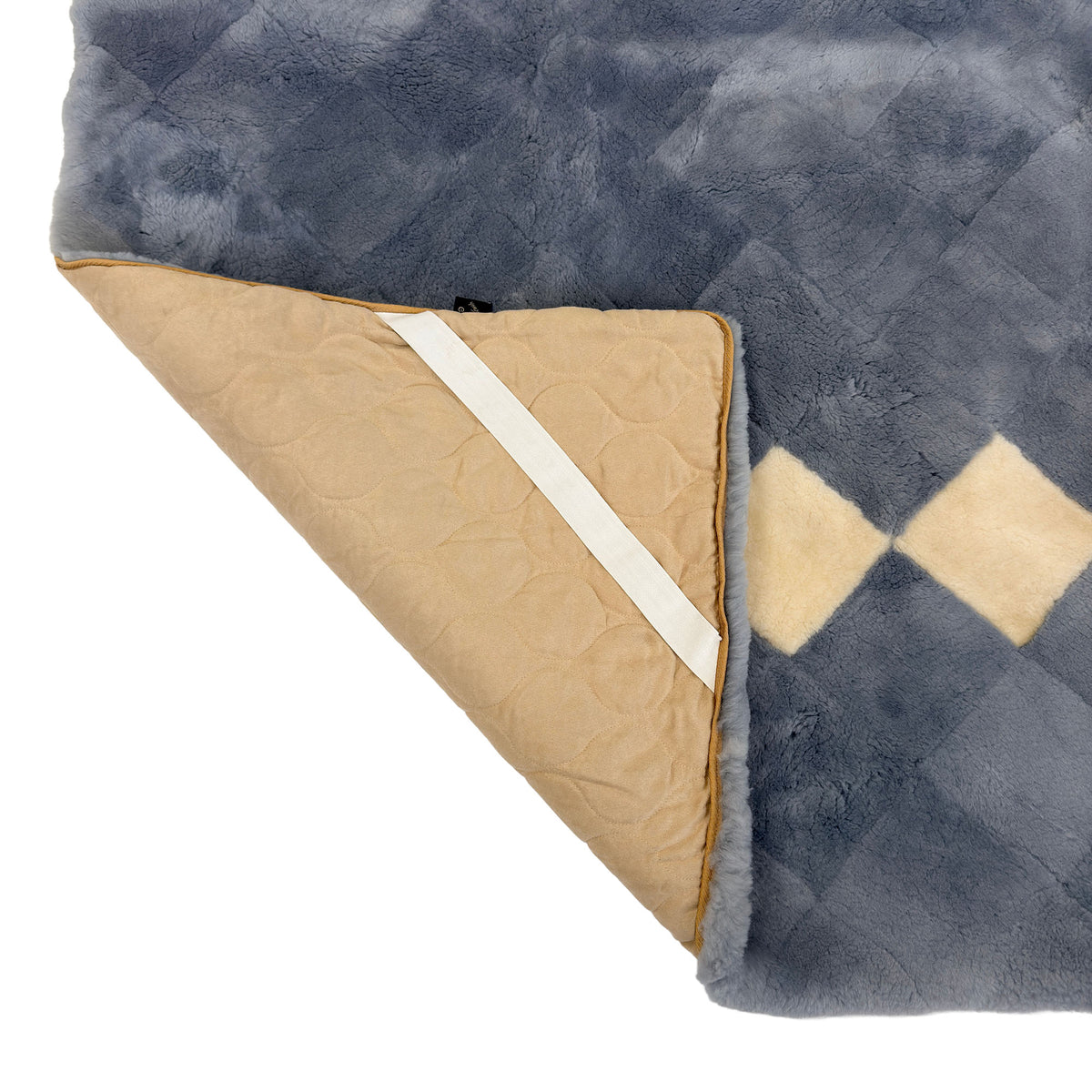 Sheepskin Bed Underlay — Grey & White Diamond, Natural Pressure Relief