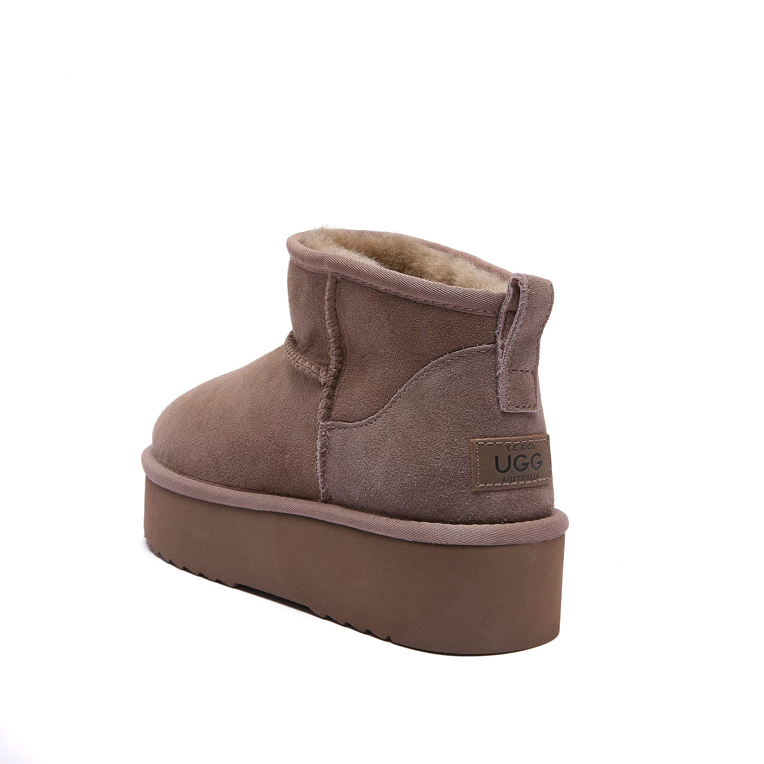 Classic Ultra Mini Platform Ugg - 4cm High Platform Short Boot - Mushroom - 100% A-Grade Double Face Australian Sheepskin