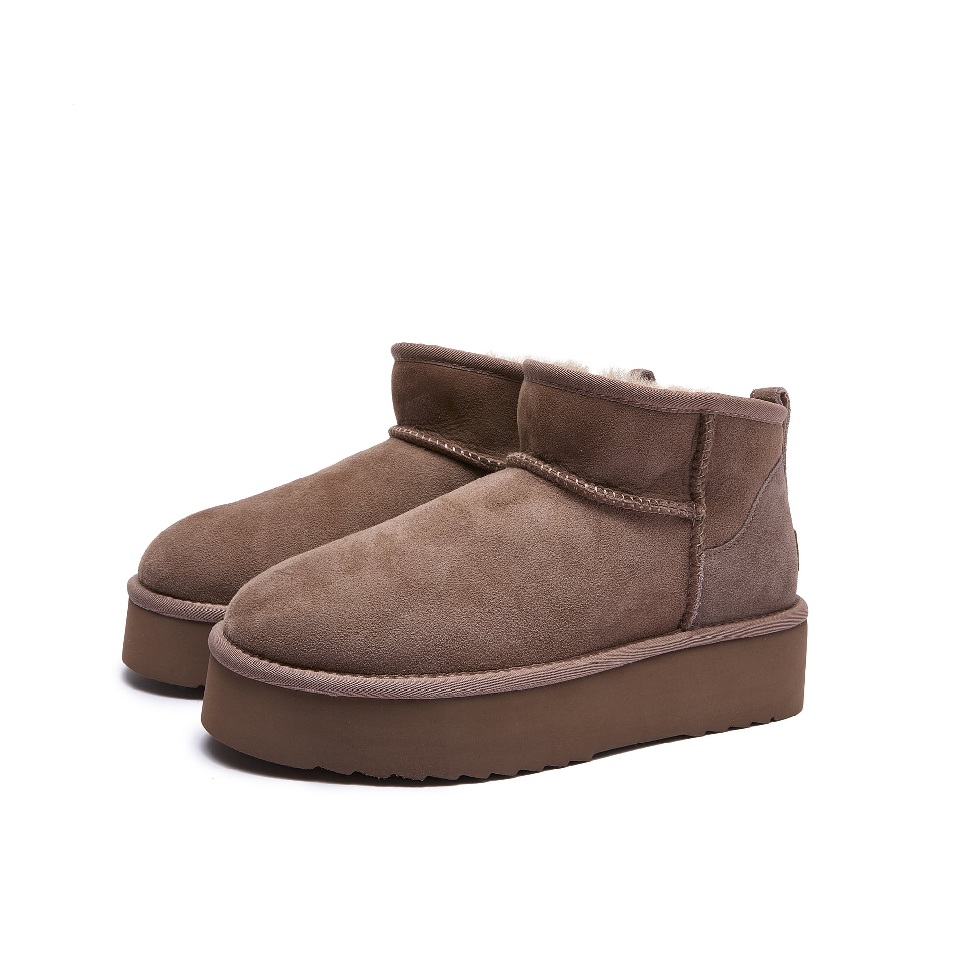 Classic Ultra Mini Platform Ugg - 4cm High Platform Short Boot - Mushroom - 100% A-Grade Double Face Australian Sheepskin
