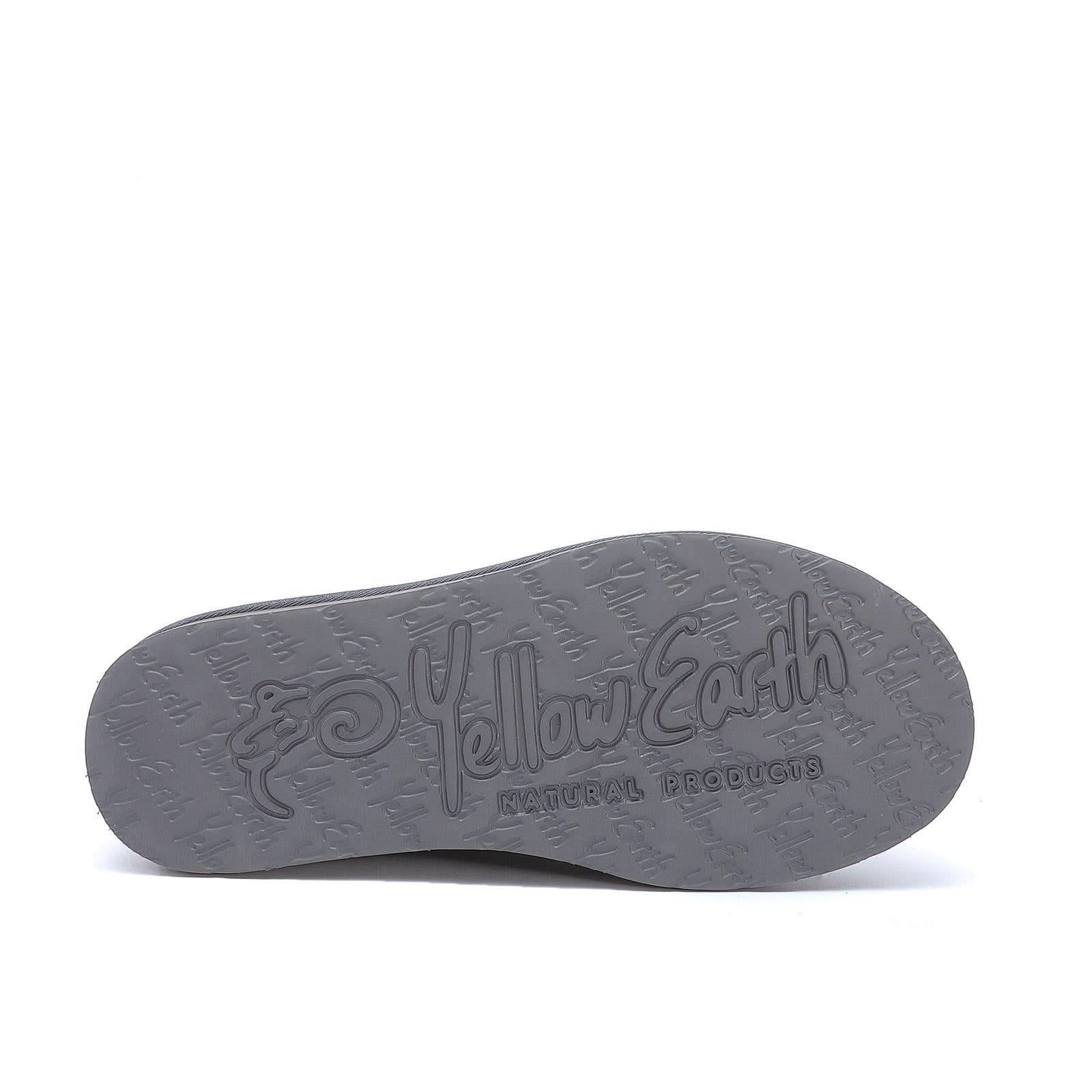 Grey sheepskin slipper sole showing natural wool texture and grip pattern from above. - Yellow Earth Australia