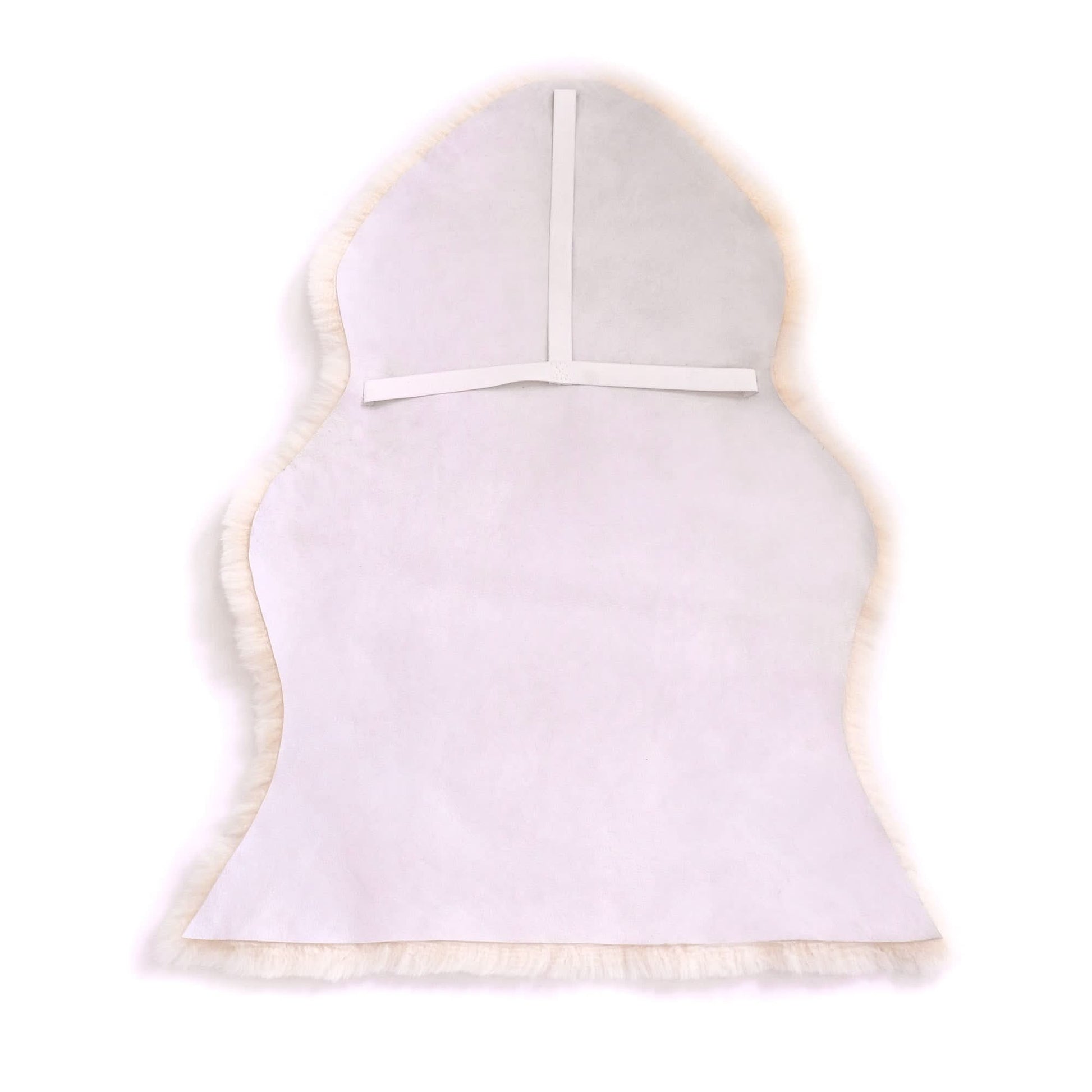 Pale pink sheepskin baby sleep sack with cream wool lining, top-down view. - Yellow Earth Australia