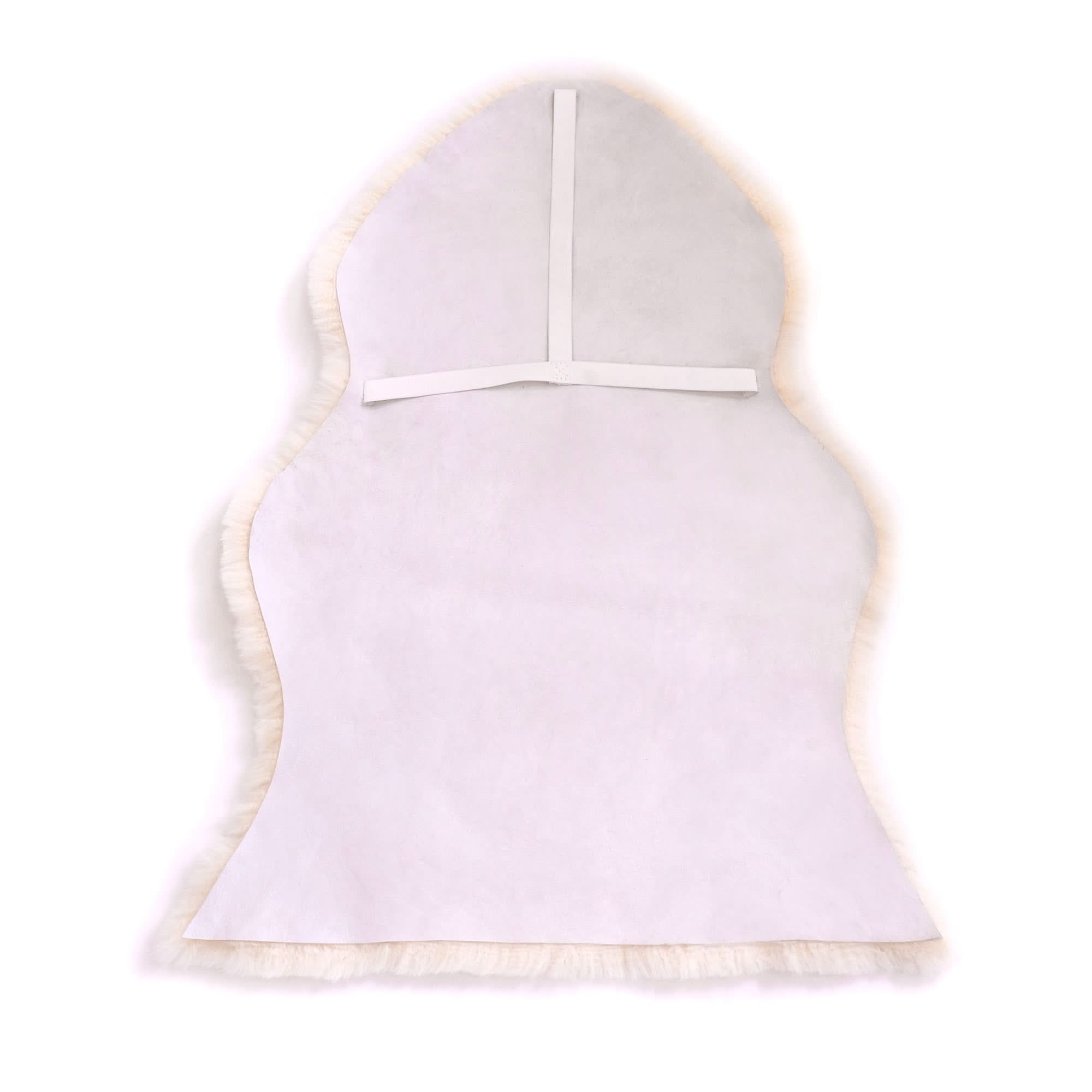 Pale pink sheepskin baby sleep sack with cream wool lining, top-down view. - Yellow Earth Australia