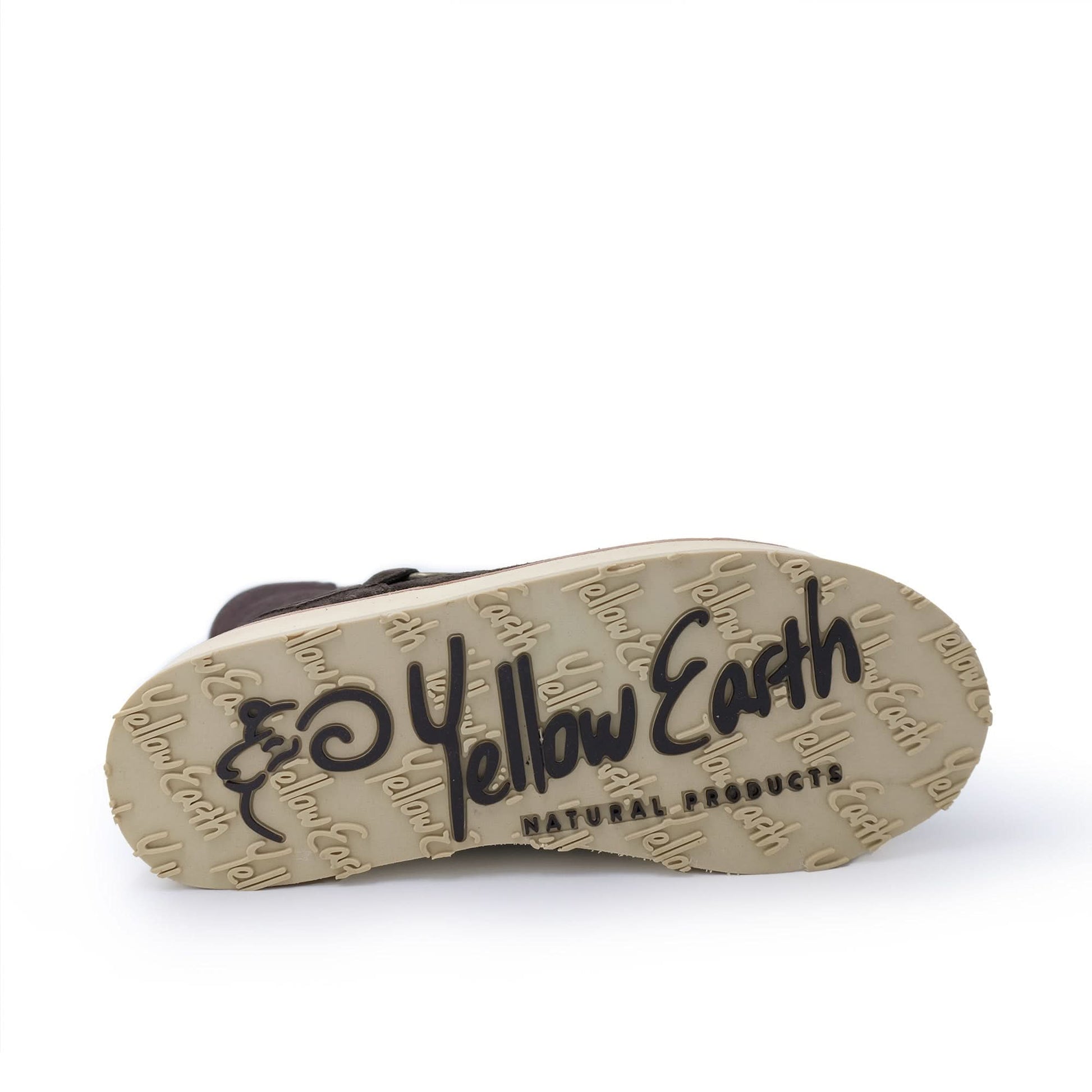 Dark brown sheepskin boot sole showing natural wool texture and tread pattern. - Yellow Earth Australia