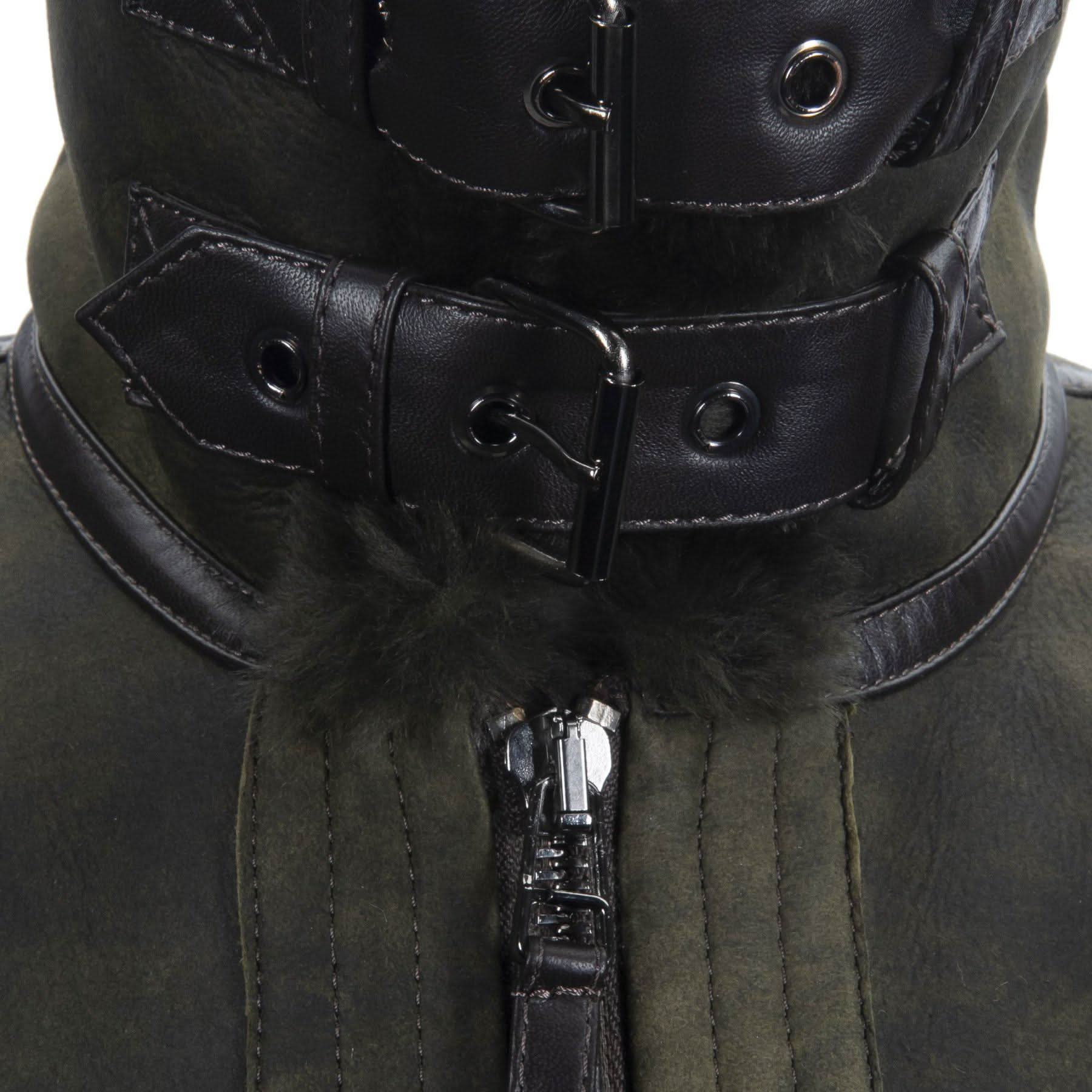 Black leather bucket bag with buckle detail front view. - Yellow Earth Australia