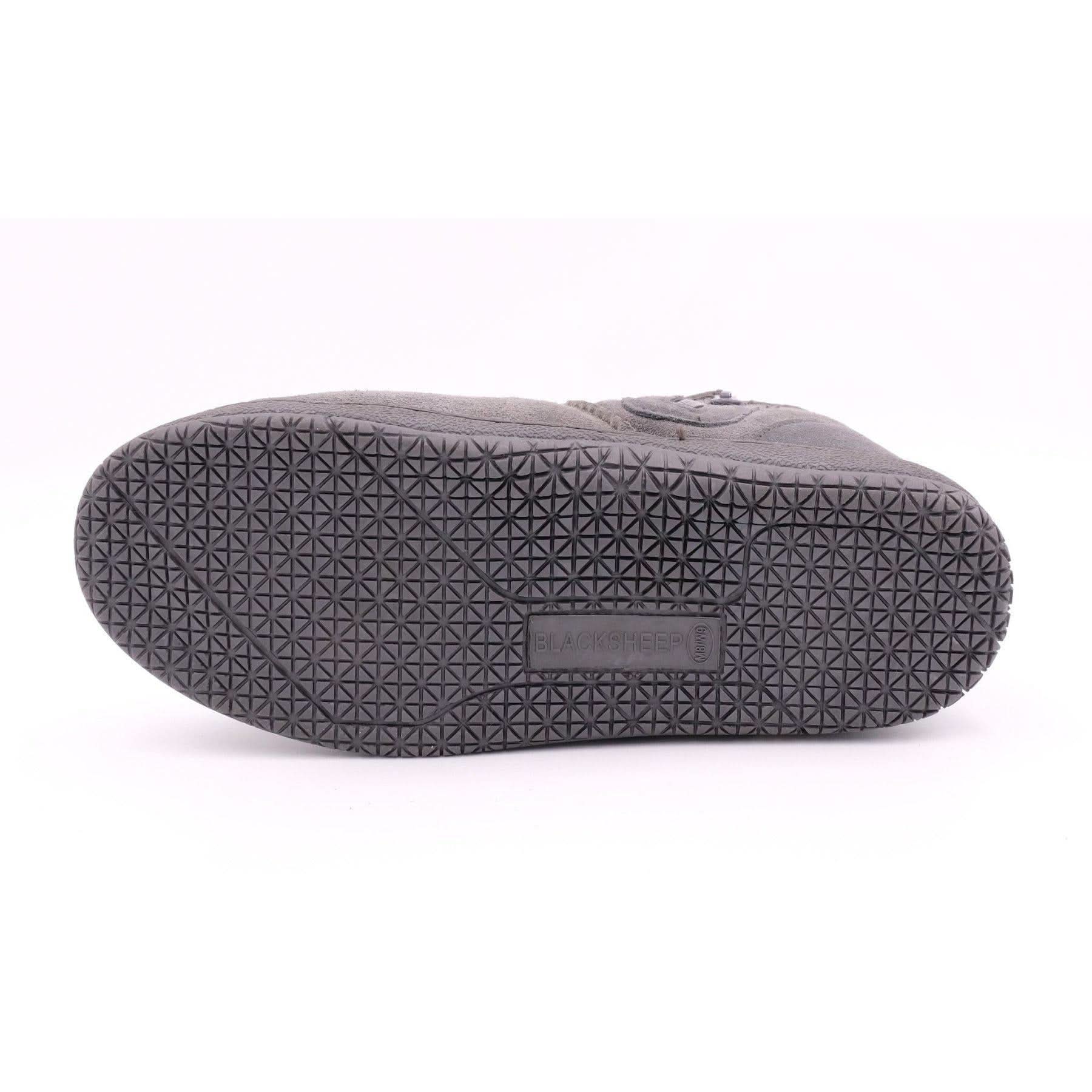 Grey sheepskin slipper sole showing textured grip pattern from bottom view. - Yellow Earth Australia