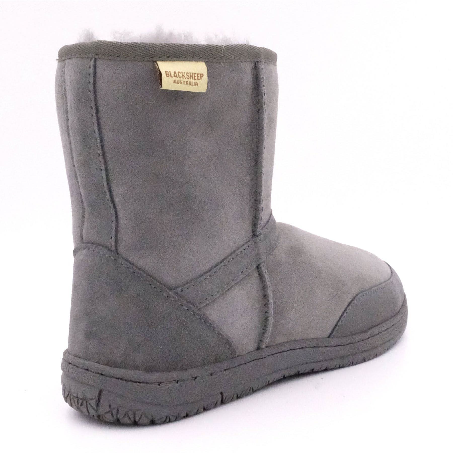 Grey sheepskin wool boot shown from the rear side angle view. - Yellow Earth Australia