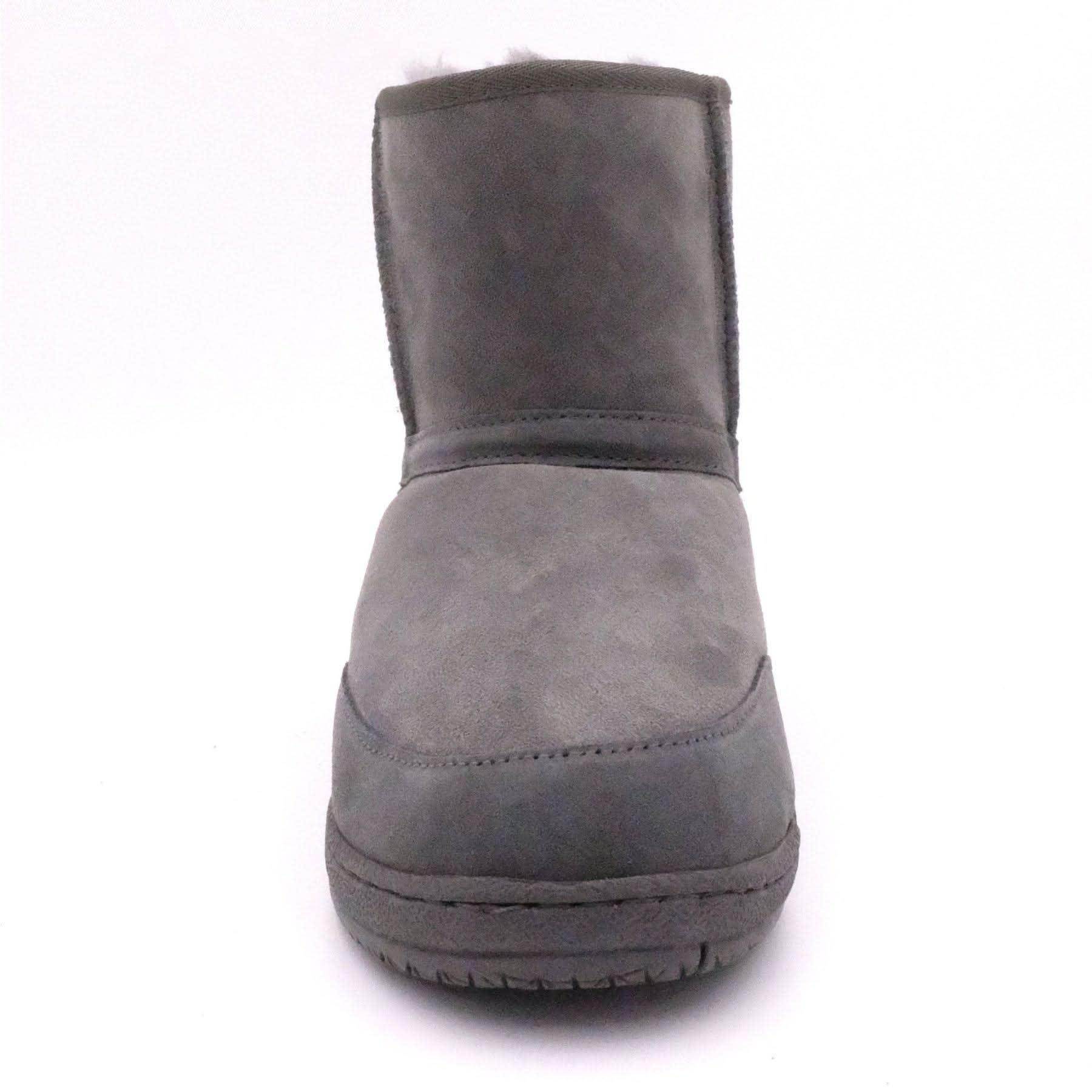 Grey suede sheepskin boot displayed from front view on white background. - Yellow Earth Australia