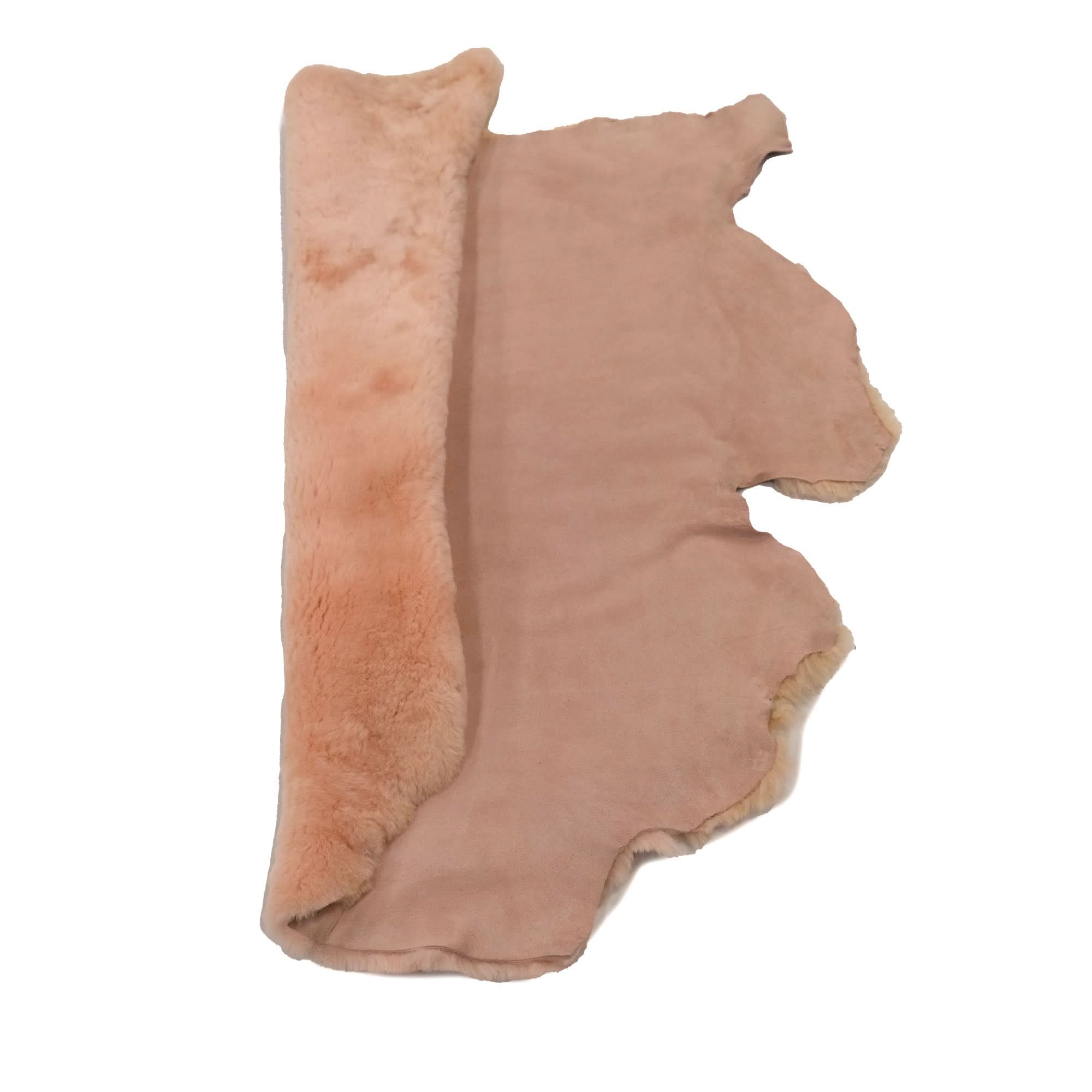 Natural sheepskin rug with wool pile showing flesh side and suede back view. - Yellow Earth Australia