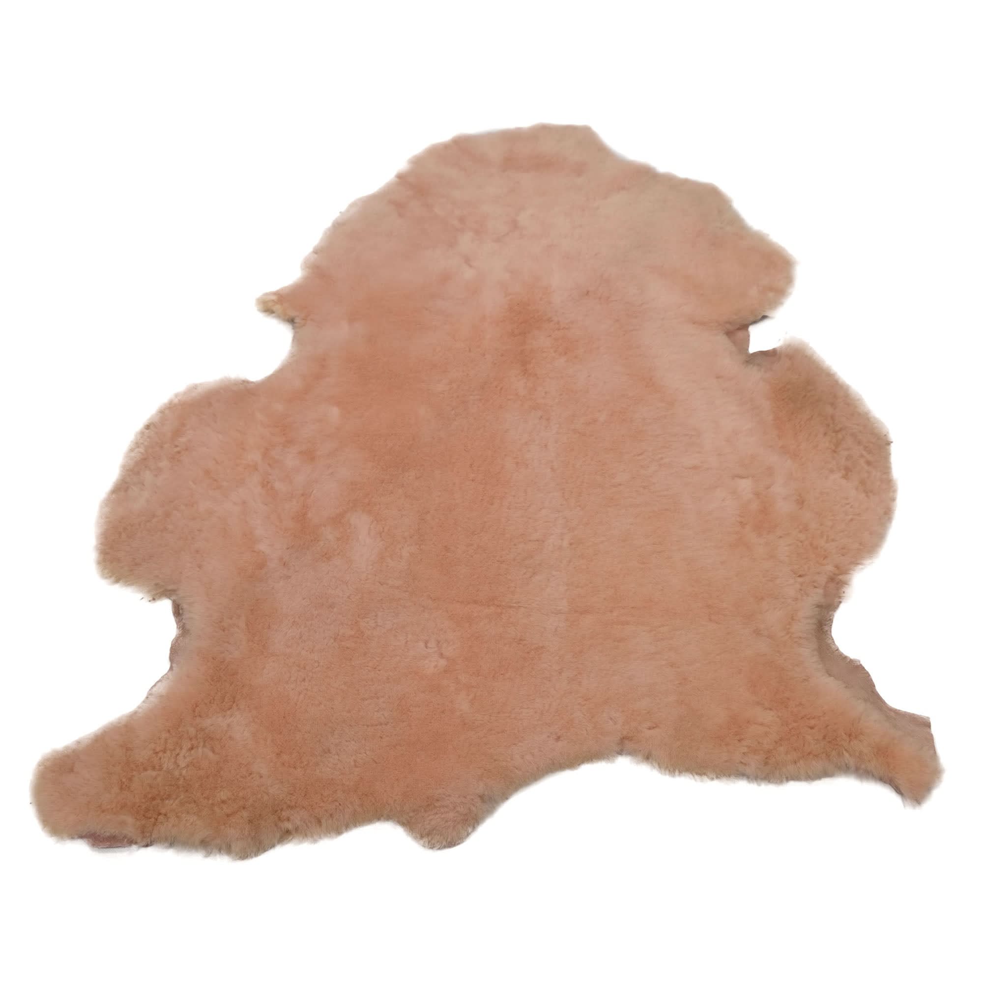 Sheepskin rug in natural tan, viewed from above showing soft woolly texture. - Yellow Earth Australia