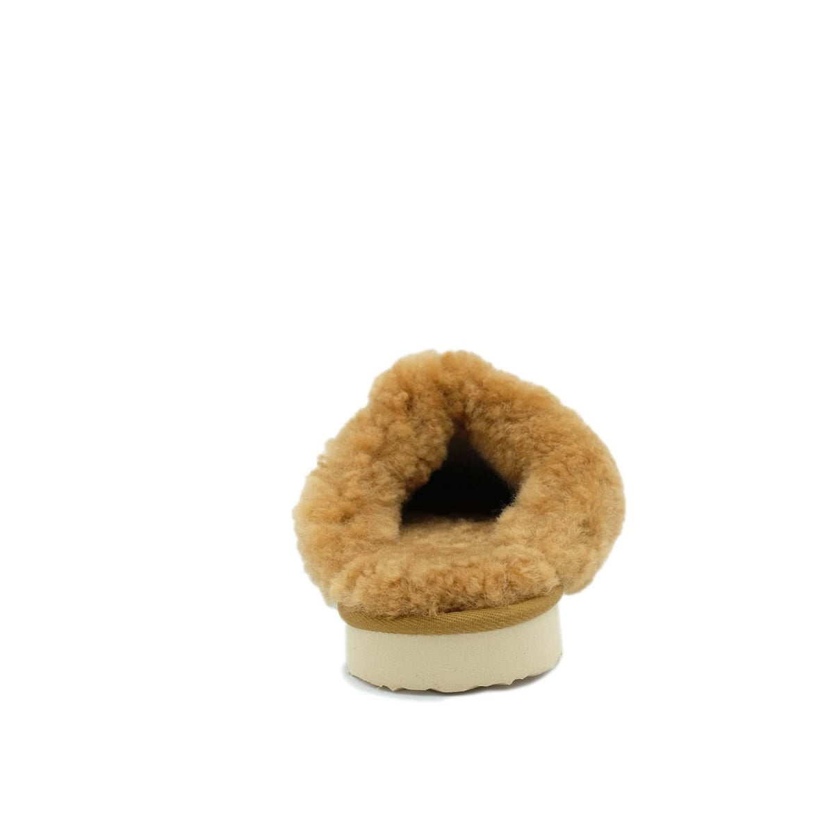Camel sheepskin slipper boot with fleece lining, rear view. - Yellow Earth Australia