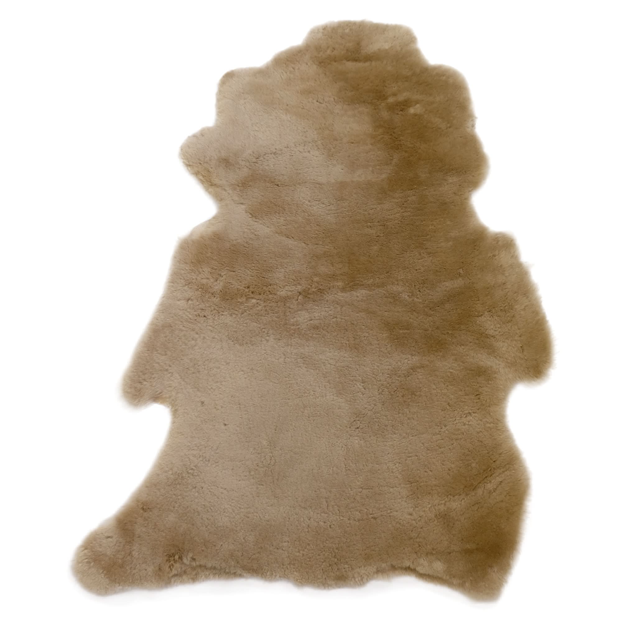 Sheepskin rug in natural beige with soft wool texture, displayed flat from above. - Yellow Earth Australia