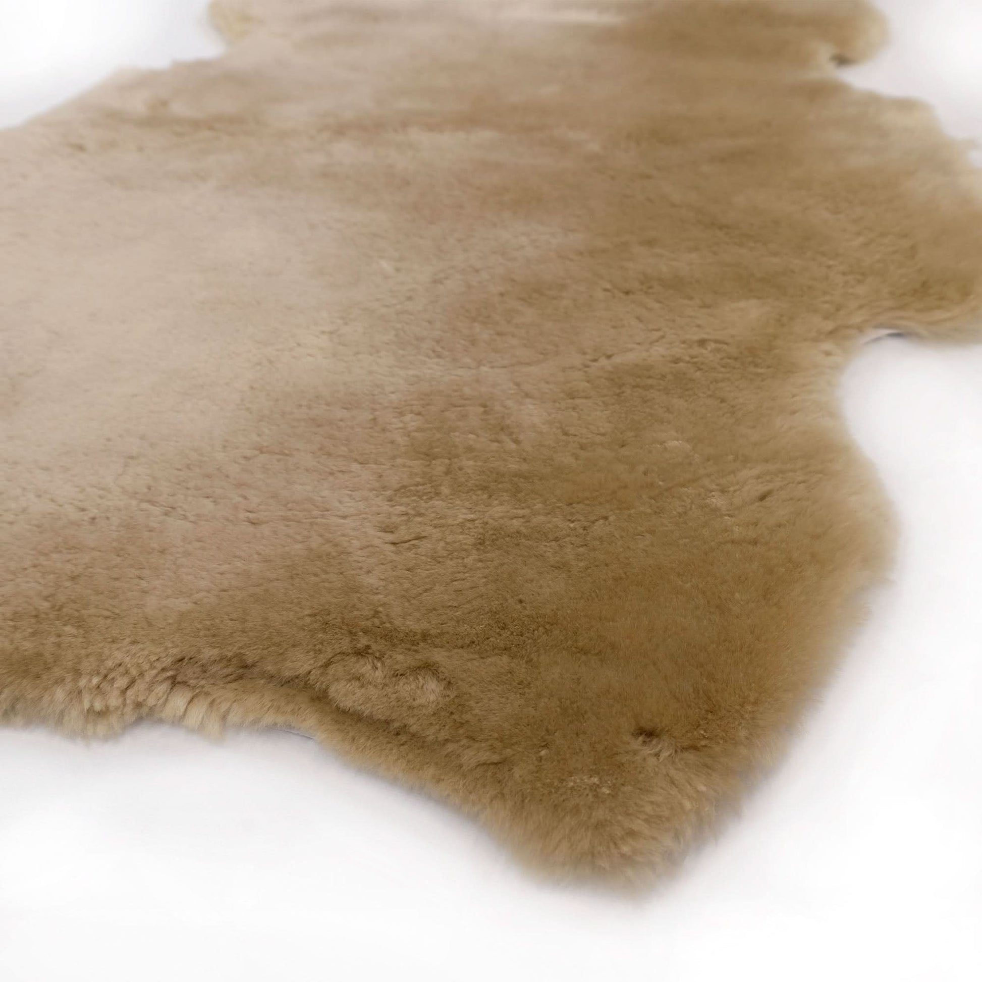 Natural sheepskin rug viewed from above showing soft wool texture and creamy beige color. - Yellow Earth Australia