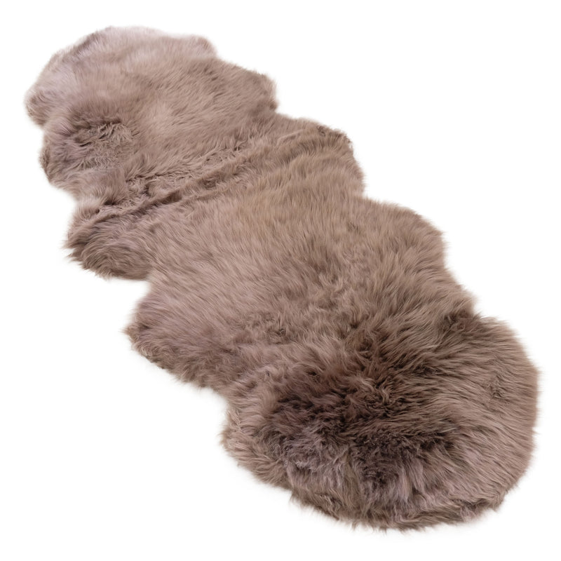 Taupe - Double Length (180 x 65cm) - Long Wool Sheepskin Rug - Australian Merino Sheepskin