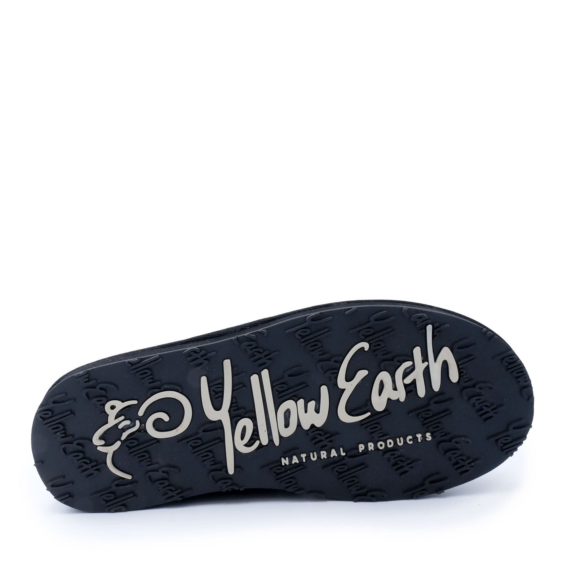 Black sheepskin slipper sole with natural grip pattern, bottom view. - Yellow Earth Australia