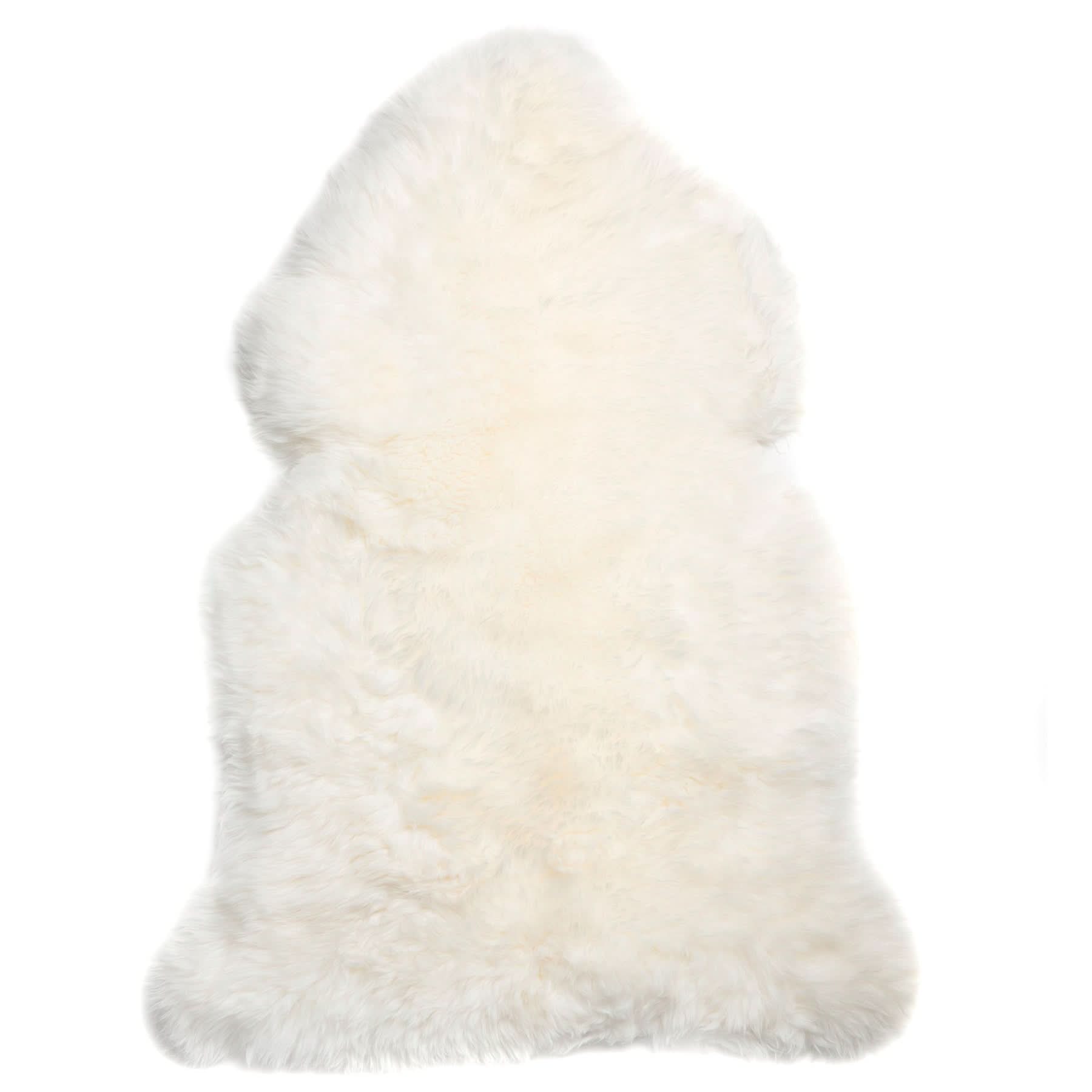 Ivory sheepskin rug with soft wool pile shown from above on white background. - Yellow Earth Australia