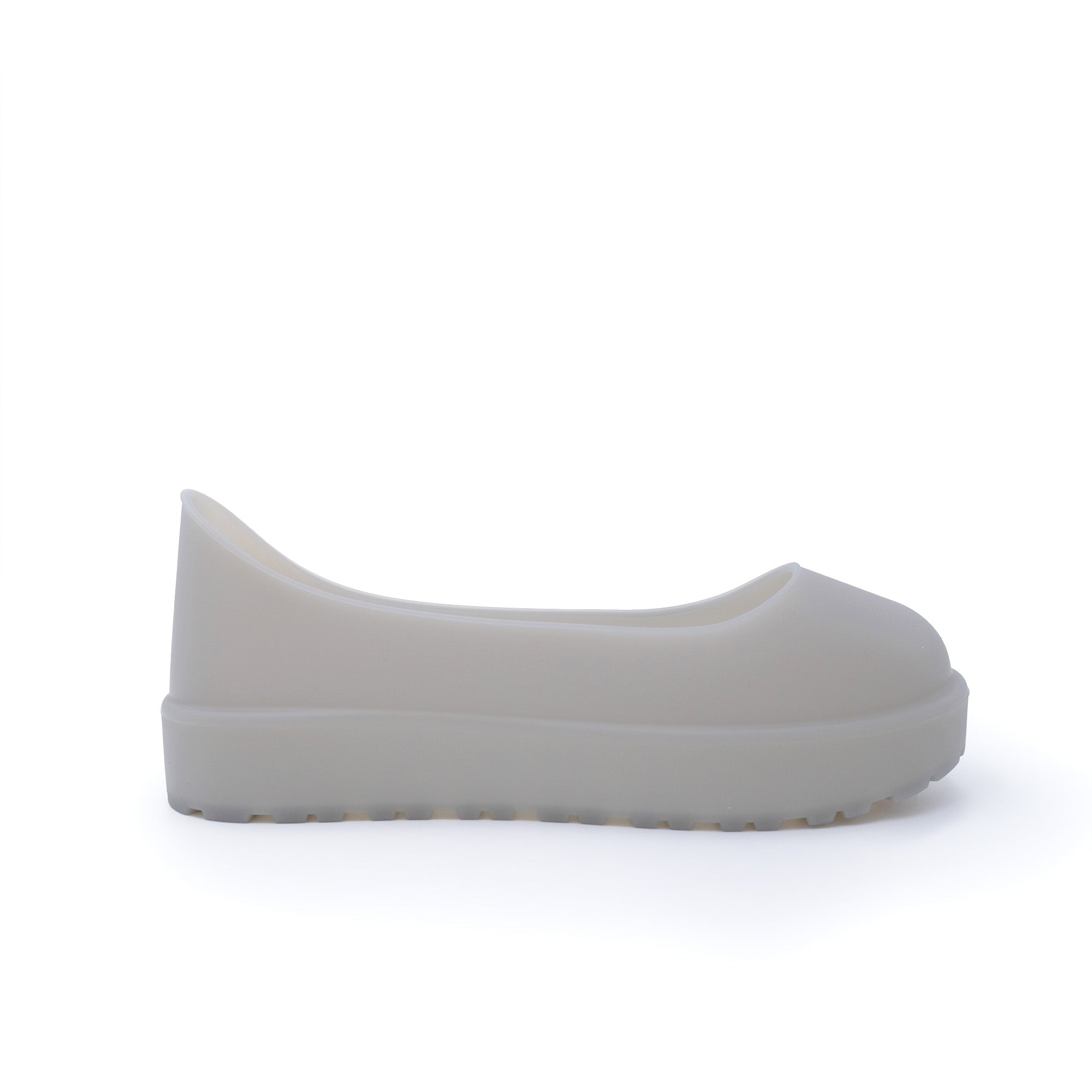 White sheepskin platform slip-on shoe with curved silhouette, side view. - Yellow Earth Australia