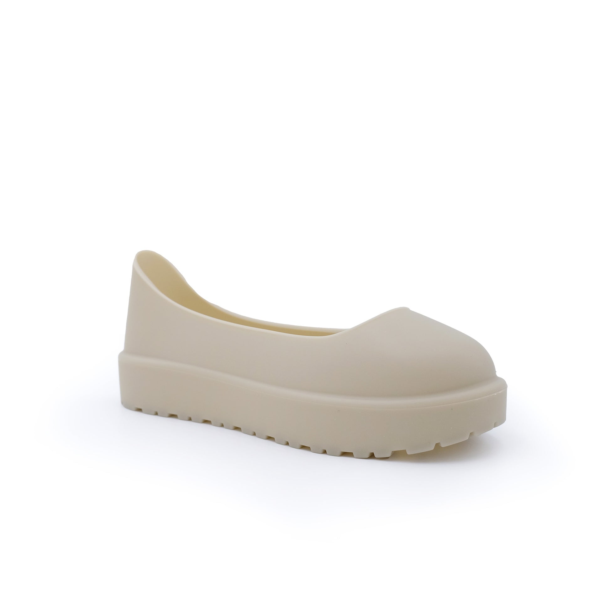 Cream platform clog with chunky sole, viewed from the side angle. - Yellow Earth Australia