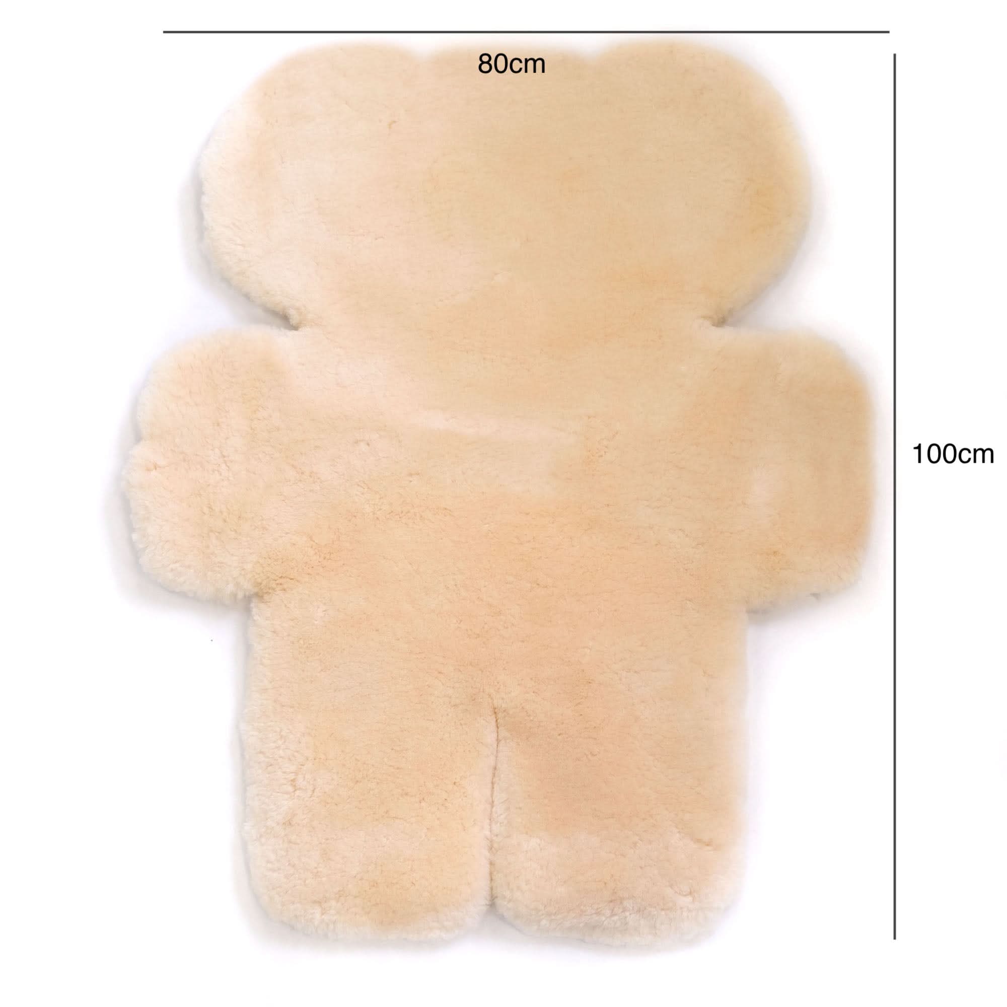 Cream sheepskin teddy bear rug, 100cm height, top-down view showing soft fluffy wool texture. - Yellow Earth Australia