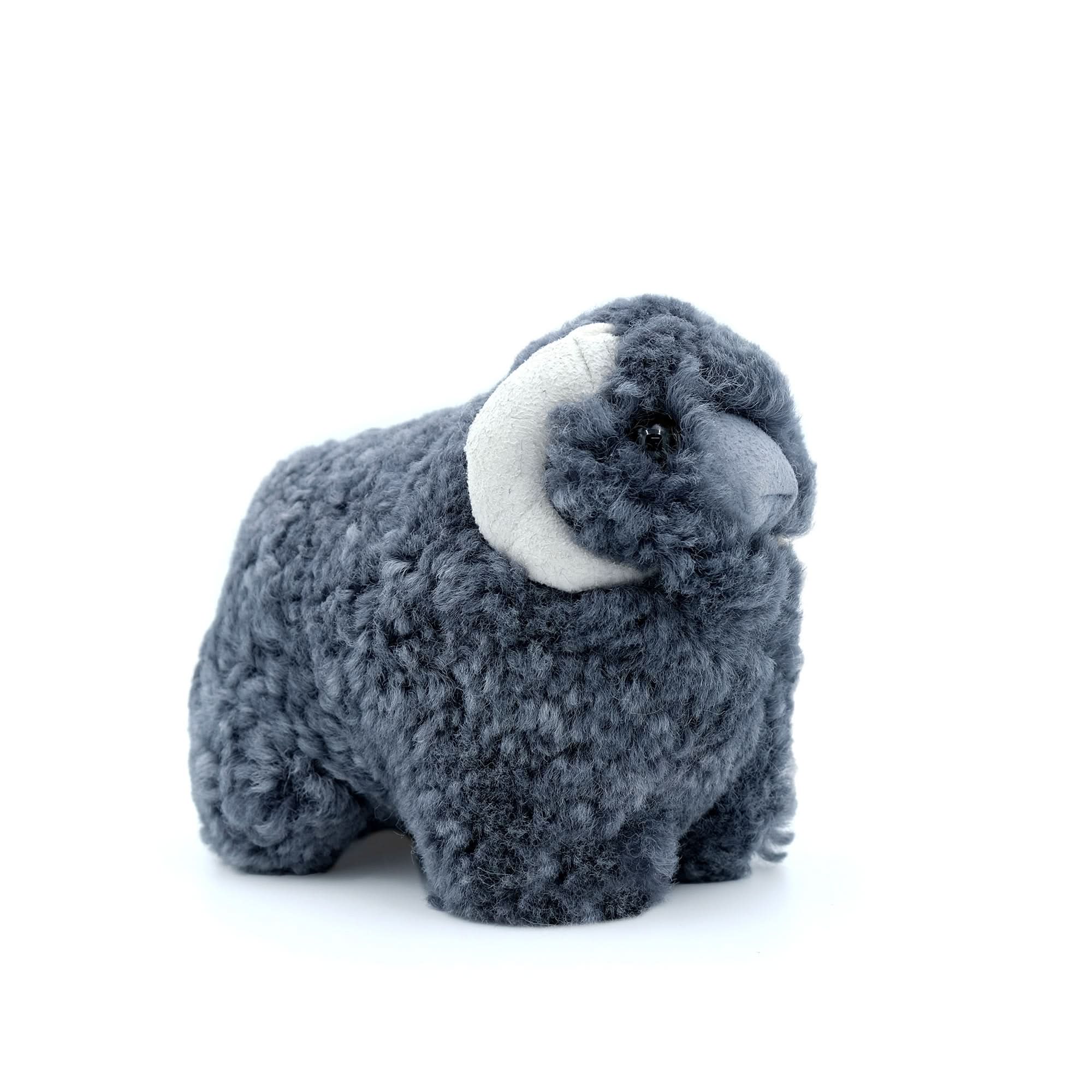 Gray and white plush stuffed sheep toy with soft wool texture, front three-quarter view. - Yellow Earth Australia
