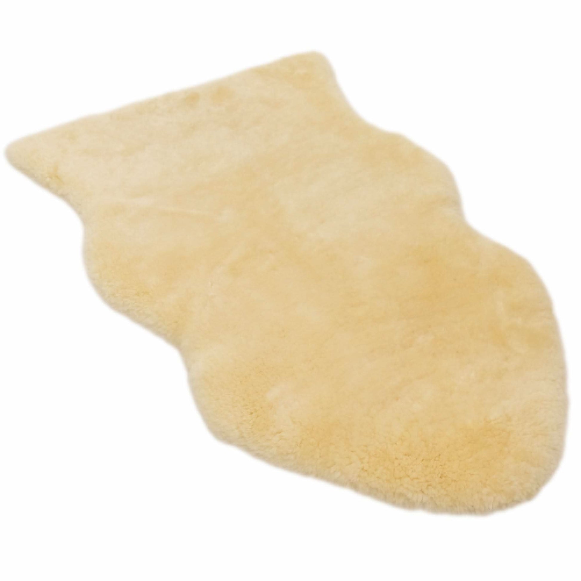 Cream sheepskin mitt with soft wool pile, angled side view. - Yellow Earth Australia