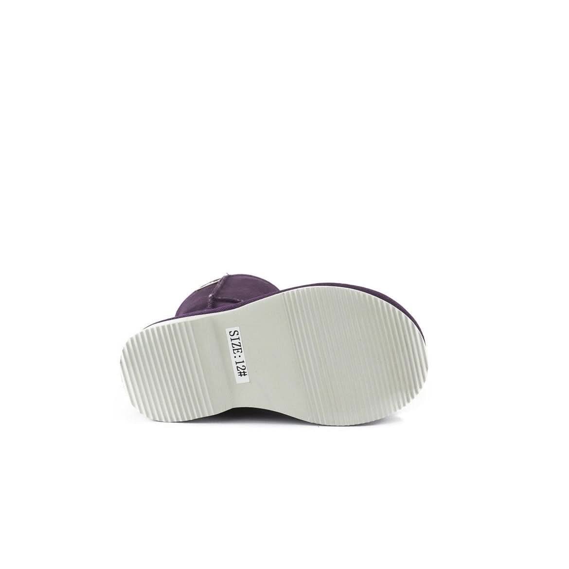 Purple suede boot sole view showing white ribbed rubber outsole with size label. - Yellow Earth Australia