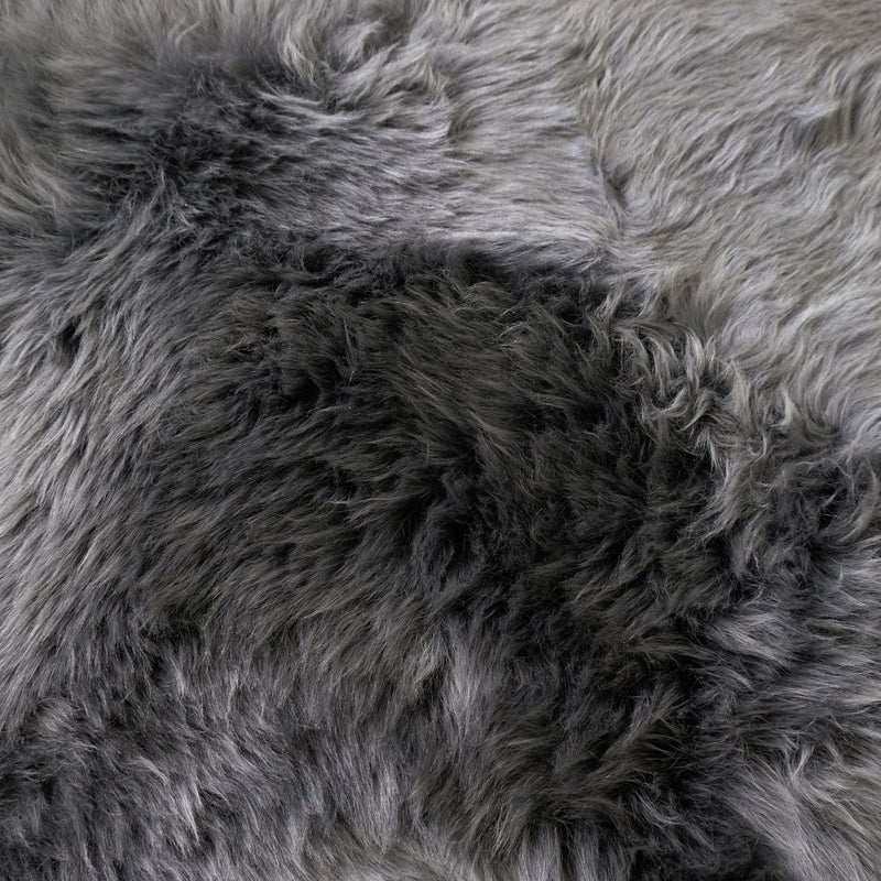 Steel - Double Length (180x65cm) - Dark Grey Long Wool Rug - Australian Merino Sheepskin