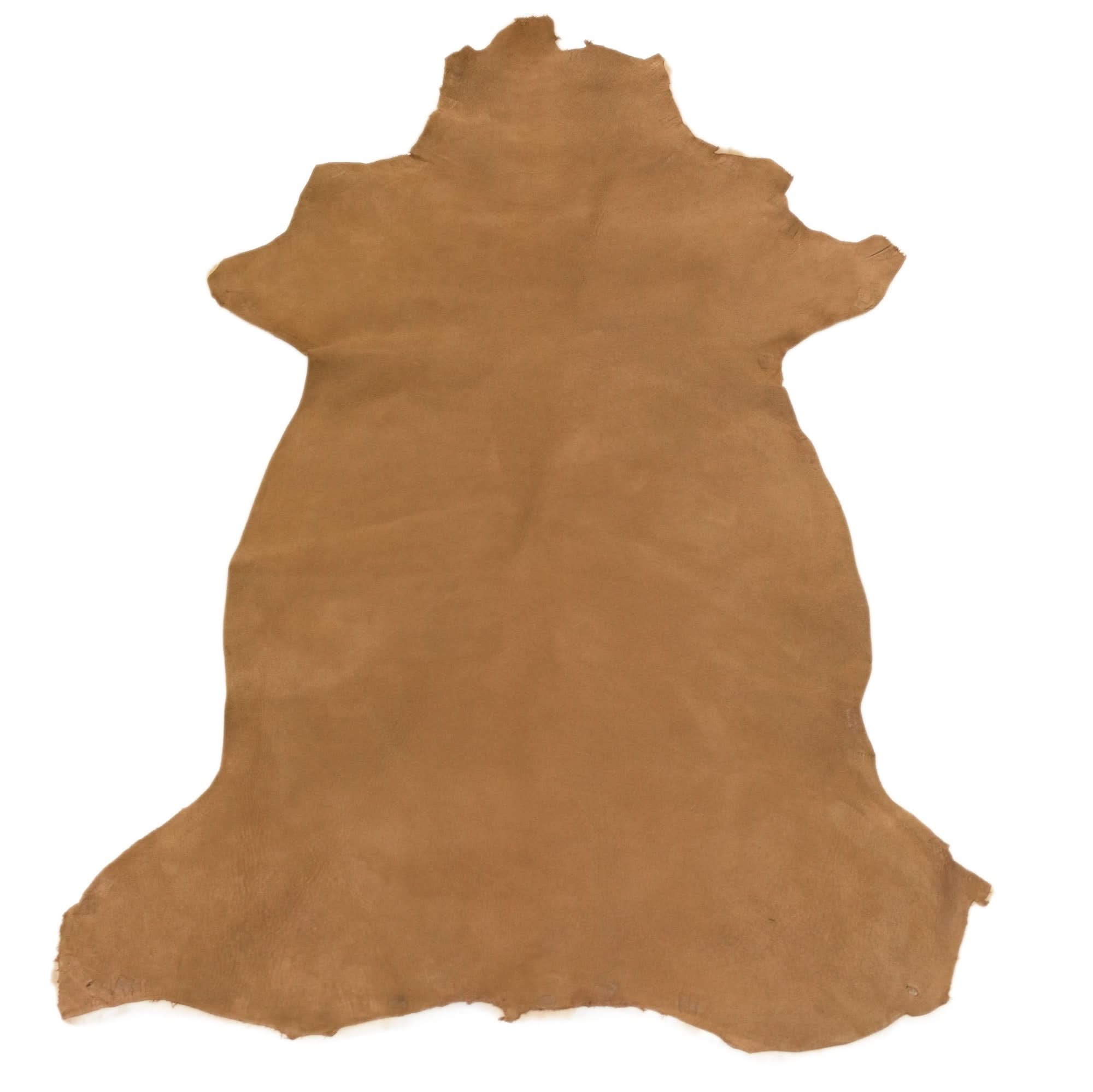 Tan sheepskin rug with natural wool texture viewed from above on white background. - Yellow Earth Australia