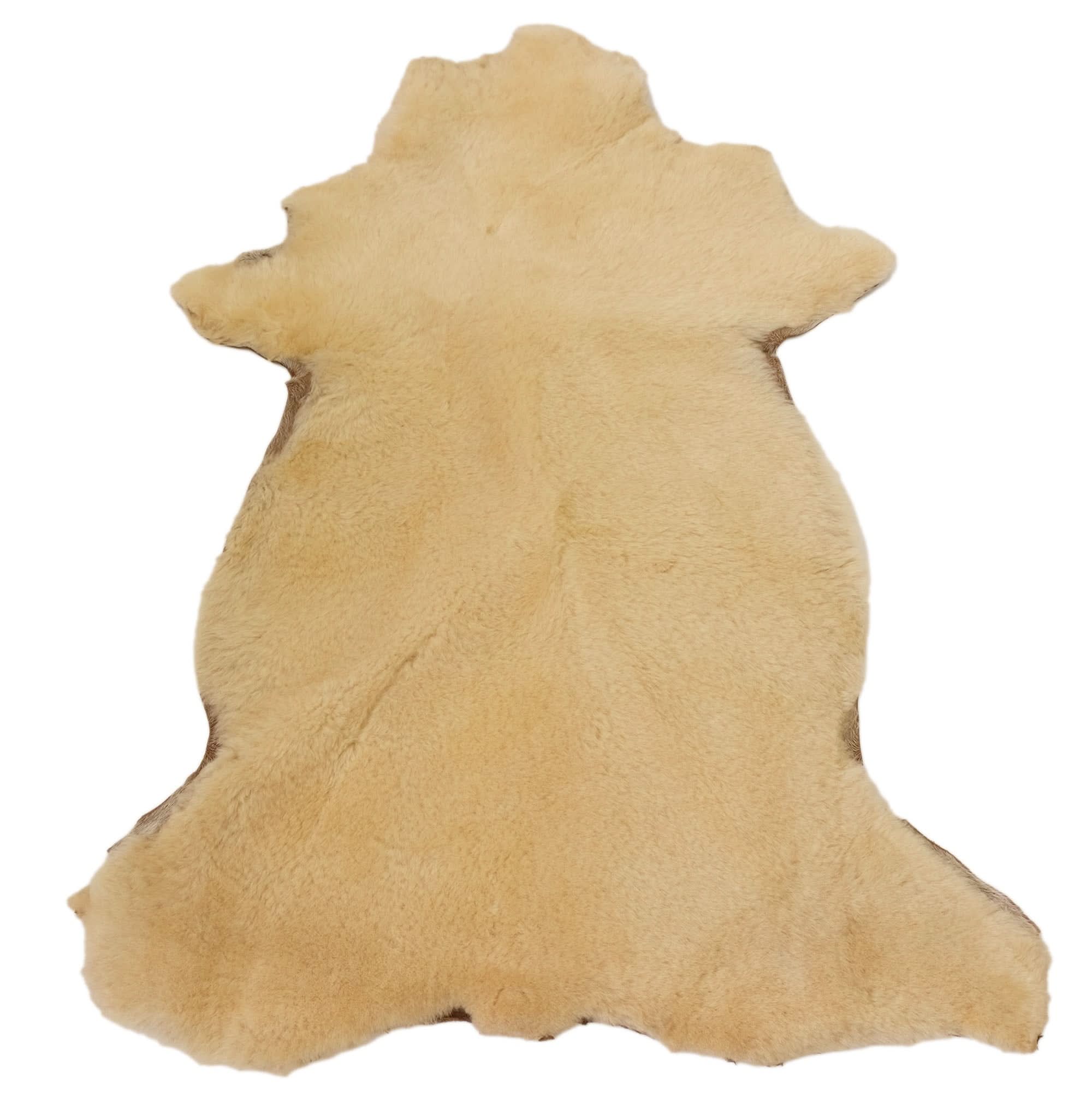 Natural cream sheepskin rug with soft wool pile, displayed flat from above. - Yellow Earth Australia