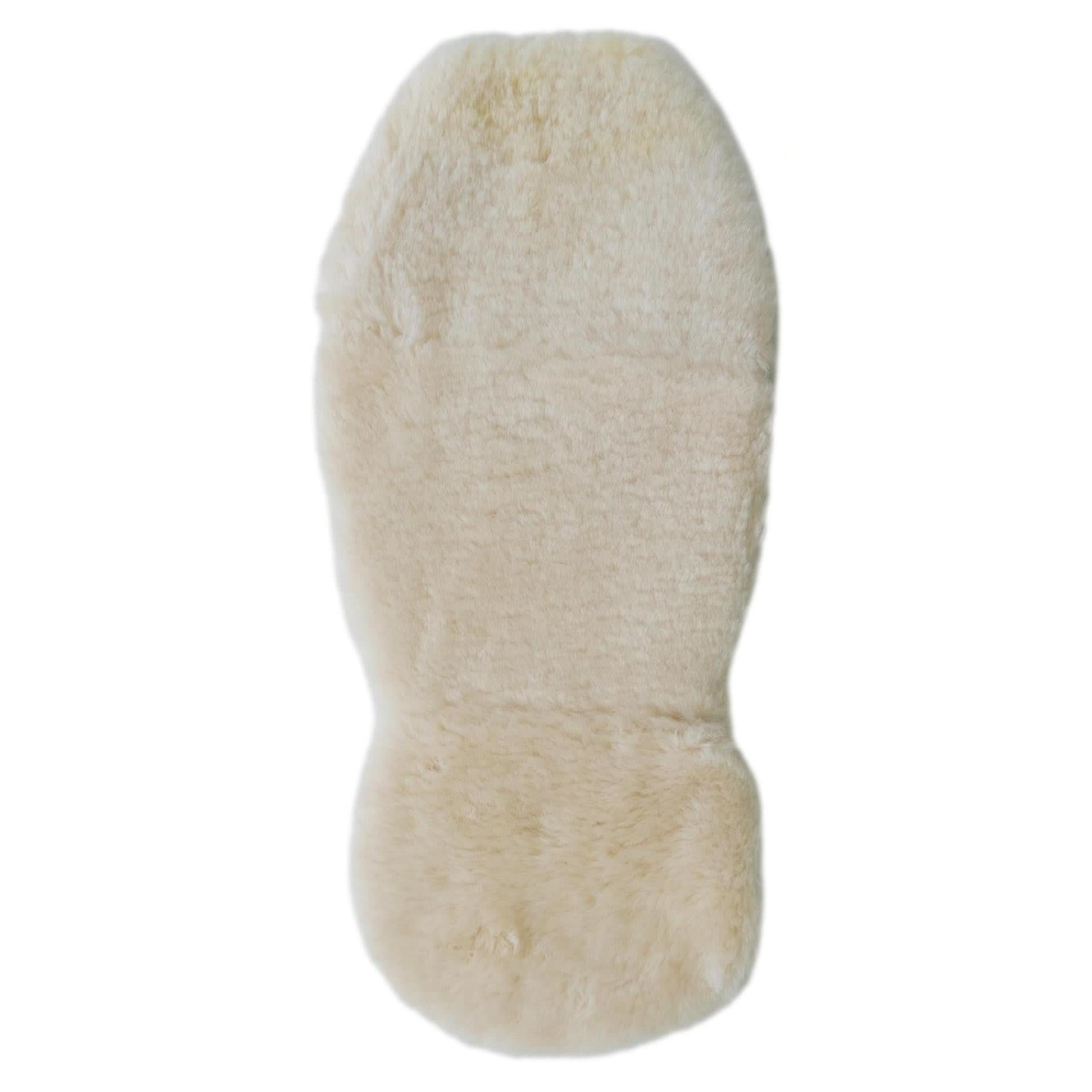 Natural sheepskin wool car seat cover in cream, viewed from above. - Yellow Earth Australia