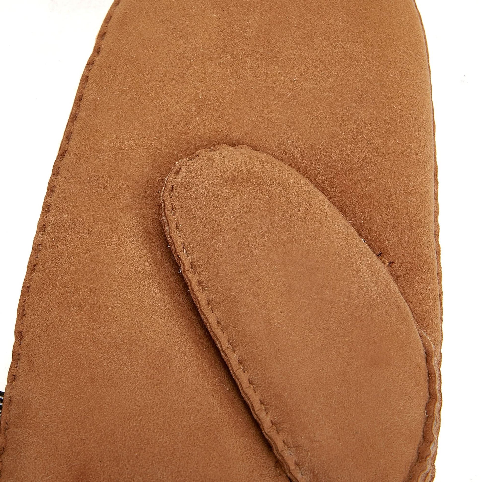 Tan suede sheepskin slipper showing soft wool lining detail from above. - Yellow Earth Australia