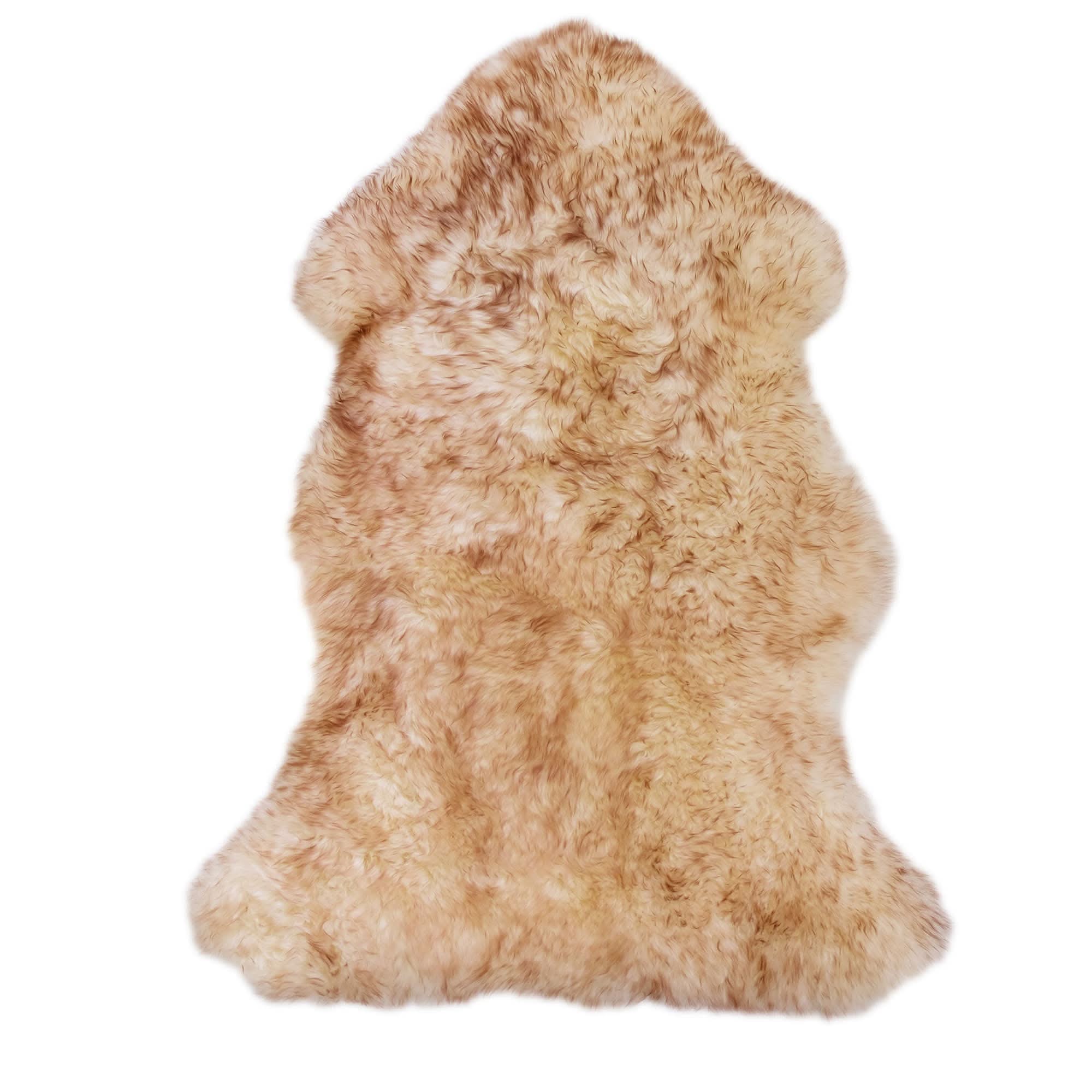 Genuine sheepskin rug in natural cream with soft curly wool, viewed from above. - Yellow Earth Australia