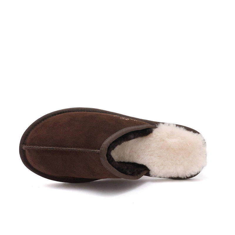 Premium Men's Scuff - Australian Sheepskin UGG Slippers - Flexible Non-Slip Rubber Sole
